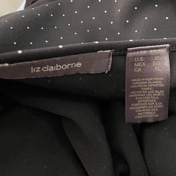 Liz Claiborne Tie Wrap Top Size XL Black White Polka Dot Office Siren Classic - Picture 7 of 9